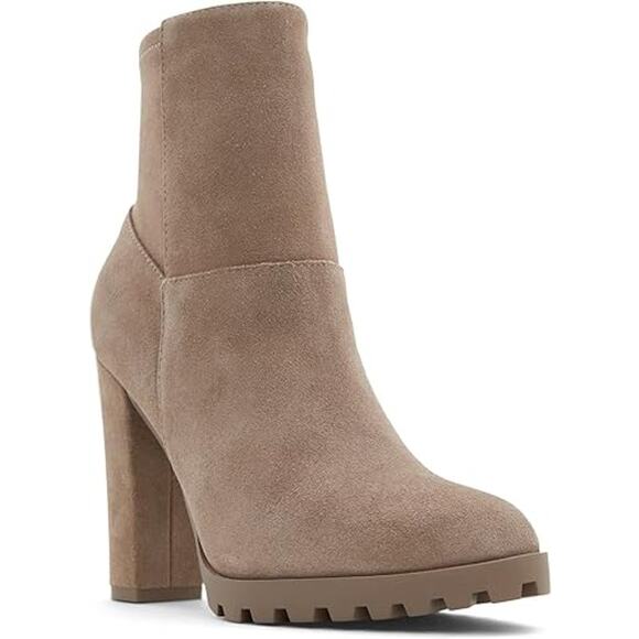 Aldo Leather Upper Tianah Ankle Modern Bootie Block Heel Tan Size 9 NWT - Picture 2 of 9